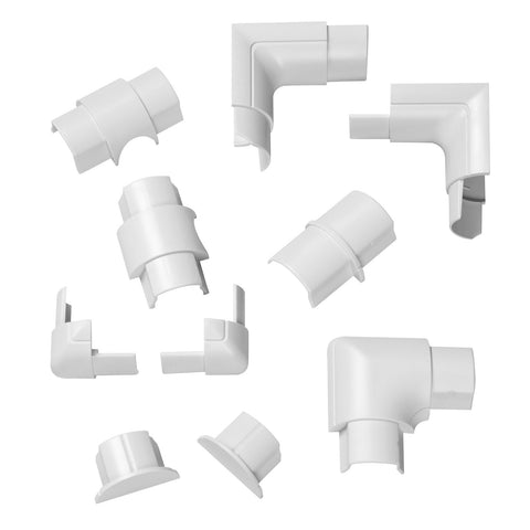 D-Line 30 x 15mm White 10 Pack Smooth Fit Cable Cover Accessories ABS Bends Connectors Endcap