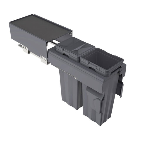 Kaboodle 2 x 16L Side Mount Pullout Bin 300mm Base Cabinet - Grey - Easy Installation - SuperSaverAU - view 1