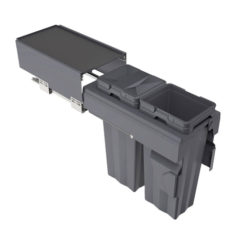 Kaboodle 2 x 16L Grey Side Mount Pullout Bin to Suit 300mm Cabinet W-62029