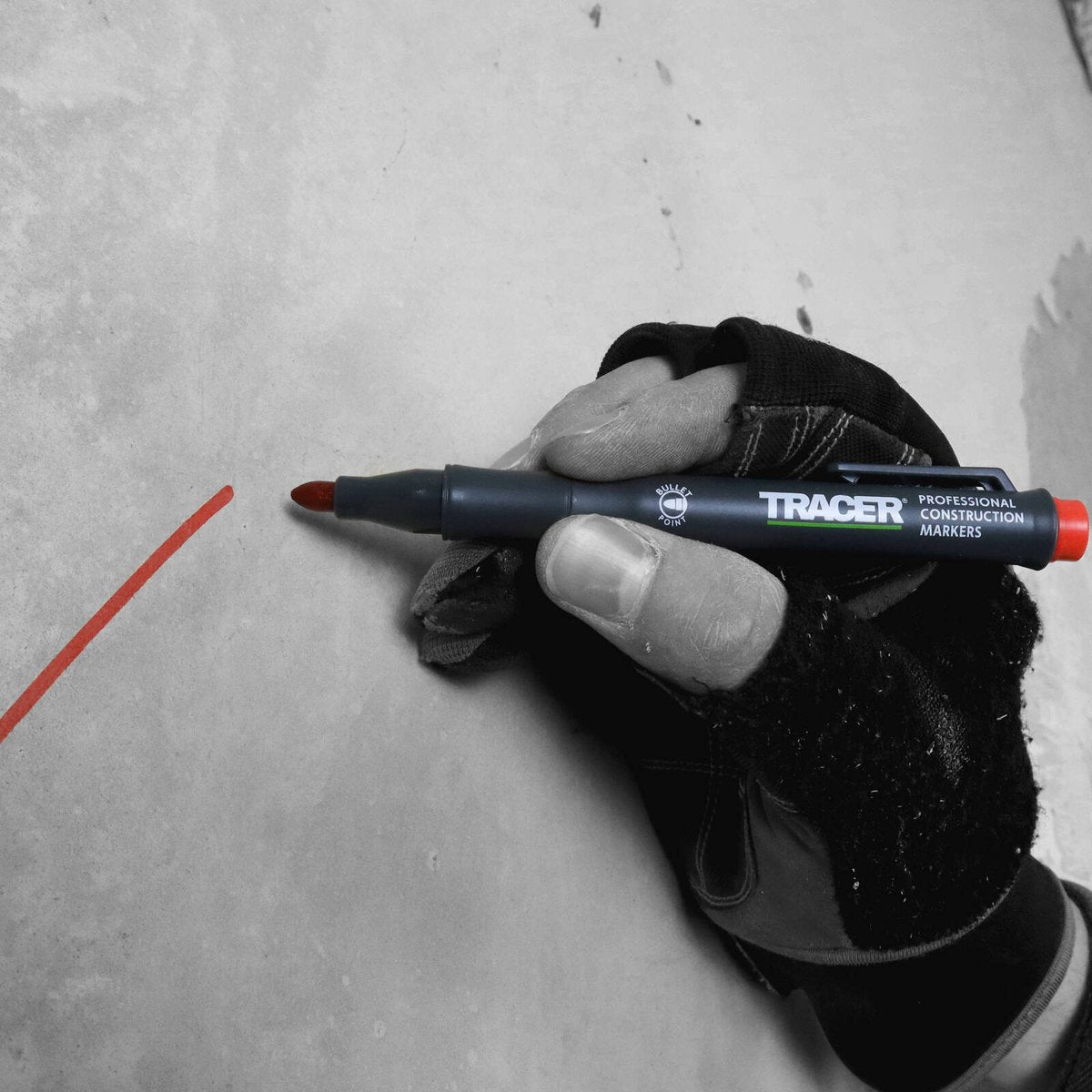 TRACER Red Clog Free Marker for Tiles, Concrete & Glass