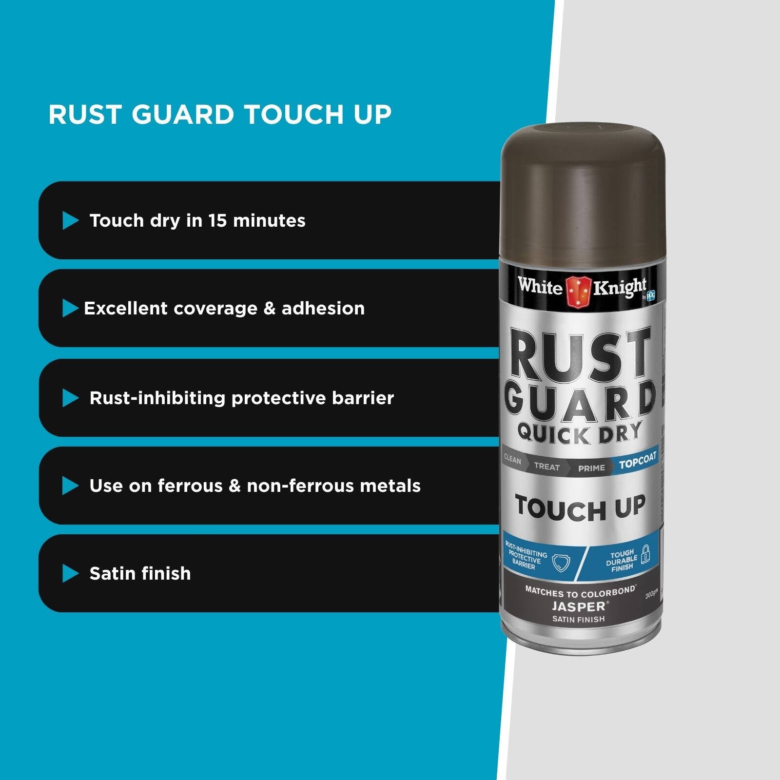 White Knight Rust Guard Touch Up Spray Paint 300g Jasper Satin