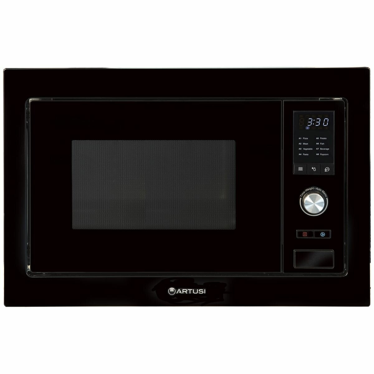Artusi 28L built-in microwave with trim kit - 900W, black finish, 8 auto menus, quick start - AMG28TKB