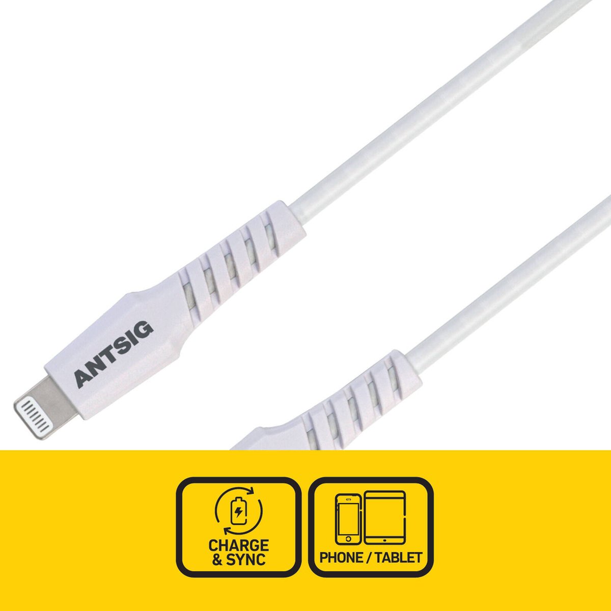 Antsig 1m USB C to Lightning Cable - White - 18W Fast Charging - Durable - SuperSaverAU - view 2