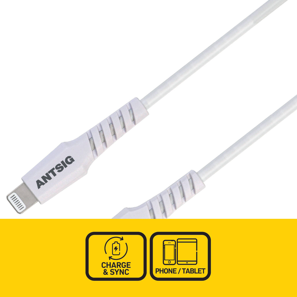 Antsig 1m USB-C to Lightning Cable - 18W Fast Charge, White PVC AP558B