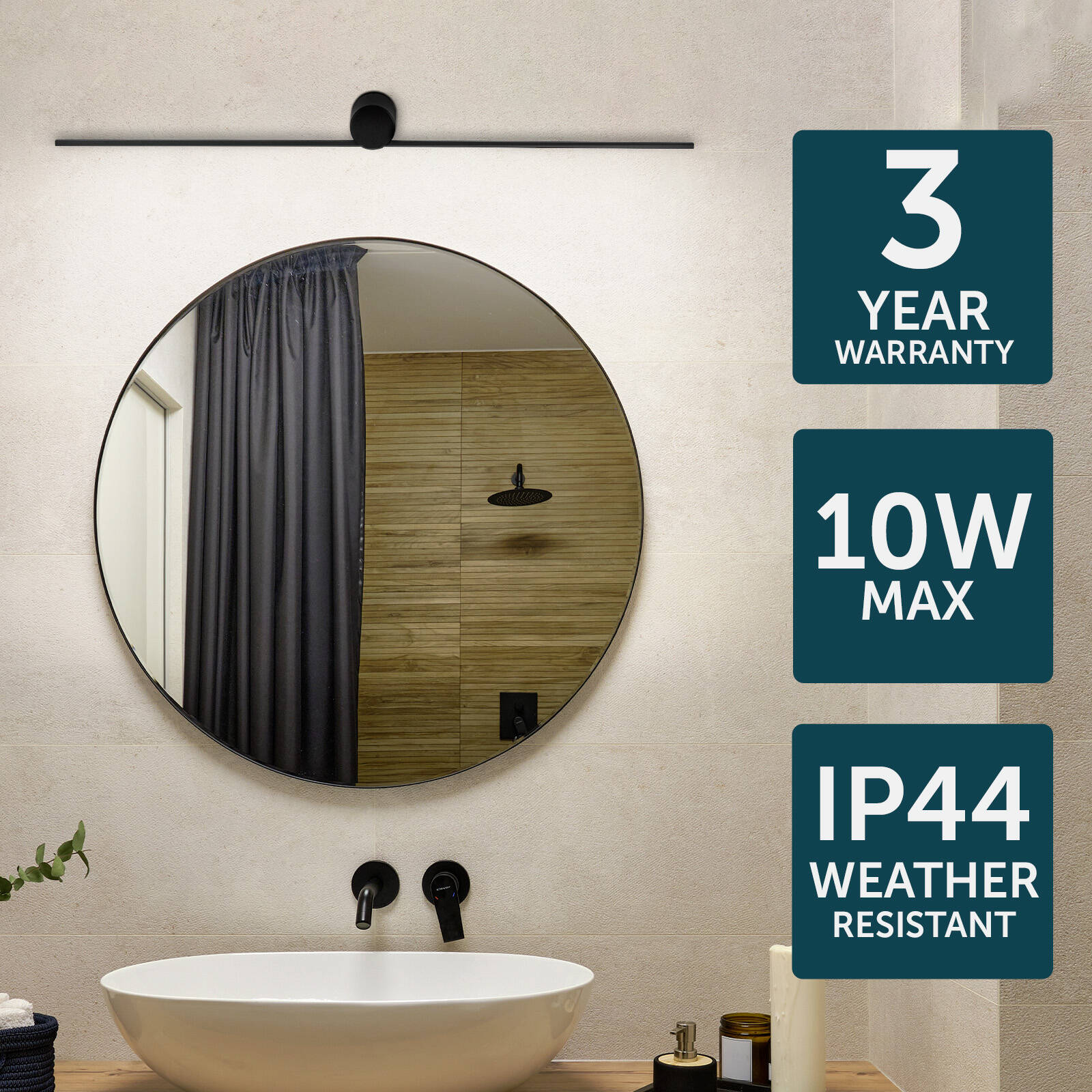 Brilliant Miro 90cm Black Matt LED Vanity and Wall Light Indoor 22383/06
