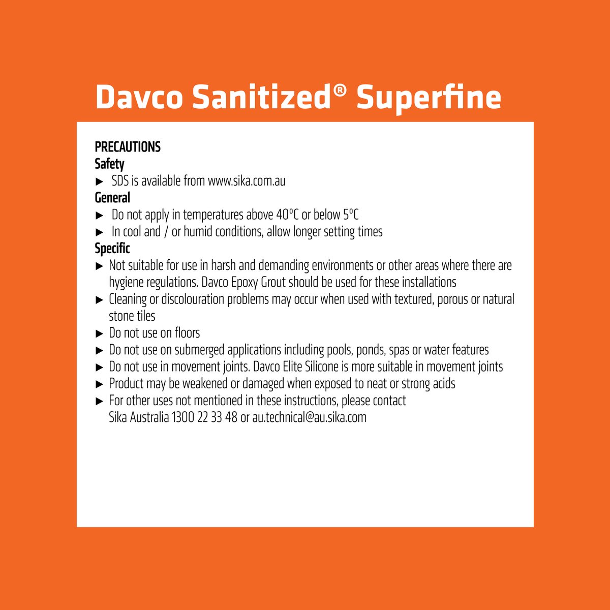 Davco 5kg White Superfine Sanitised Grout - 1-3mm Joints - Wall Use - SuperSaverAU - view 5