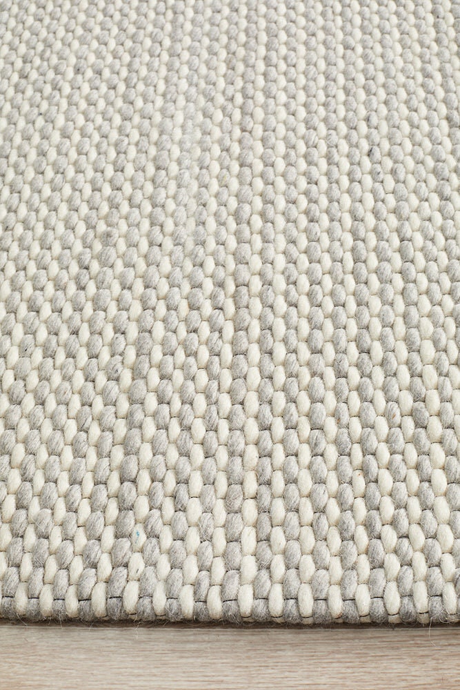 Rug Culture Studio Large Rug 280x190cm - Silver Felted Wool, Hand Woven Flatweave - STUD320SIL280X190