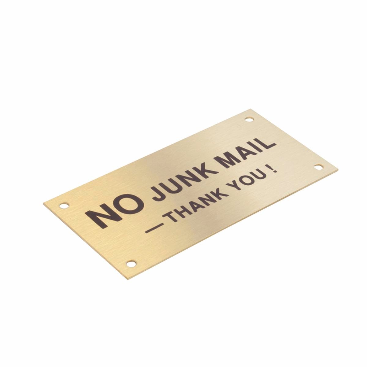 Sandleford Brass No Junk Mail Sign 95 x 47mm - Weather Resistant, Fixings Included