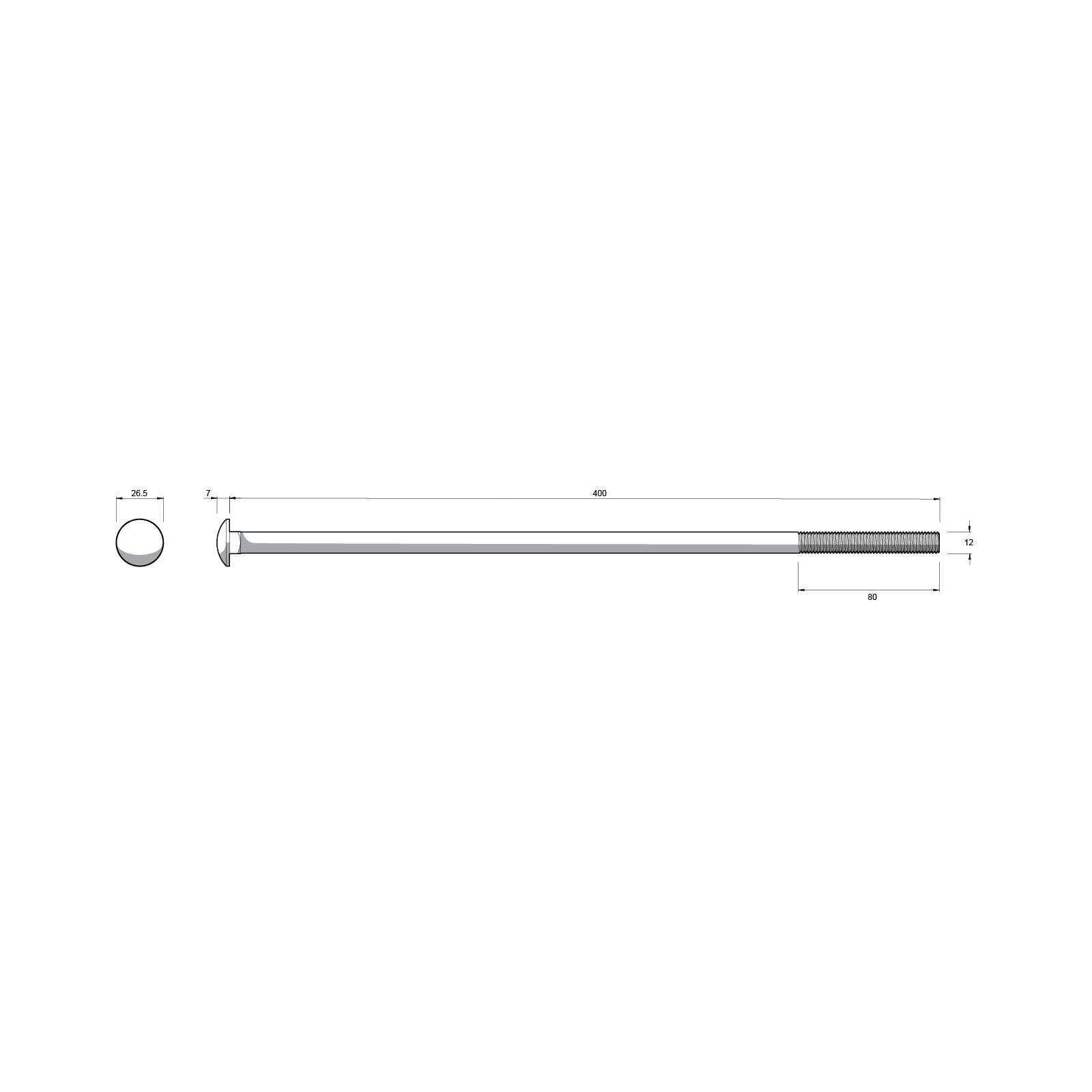 Zenith M12 x 400mm Hot Dip Galvanised Cup Head Bolt & Nut - Each