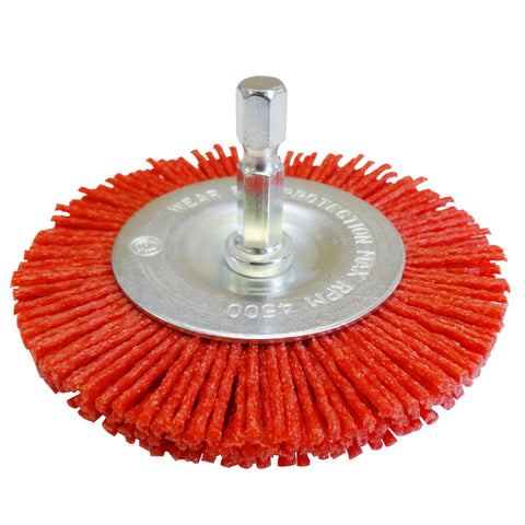 Josco 75mm Red Abrasive Nylon Wheel Brush for Angle Grinders