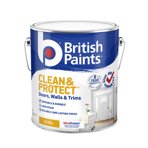 British Paints White Gloss Clean & Protect Interior Paint 4L