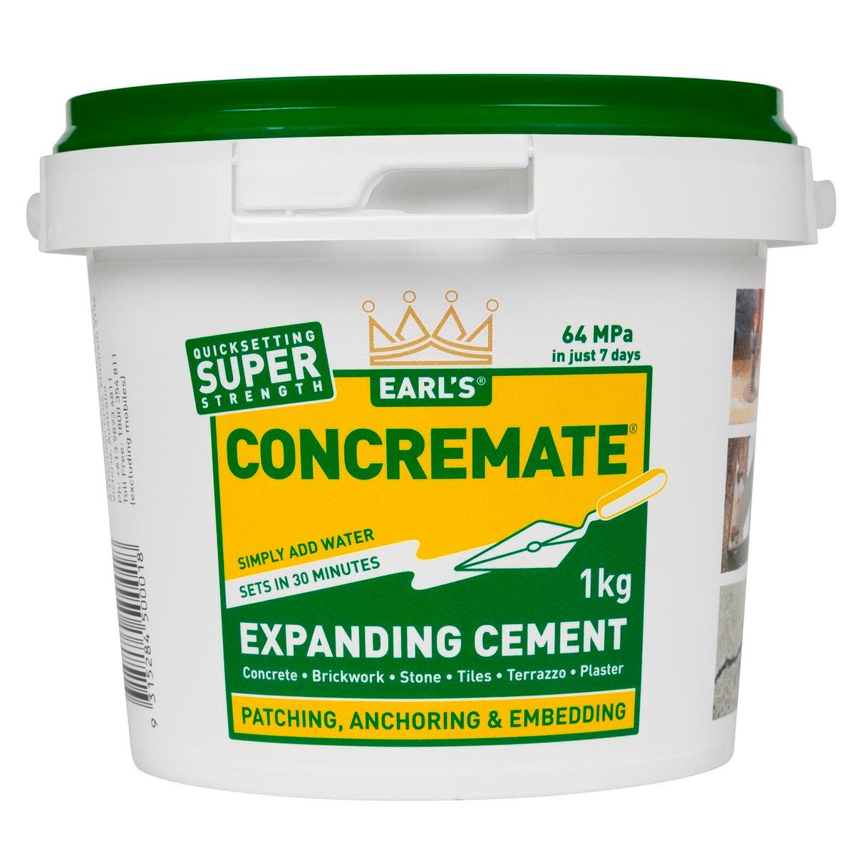 Earl's 1kg Concremate Expanding Cement Powder for Crack Repairs