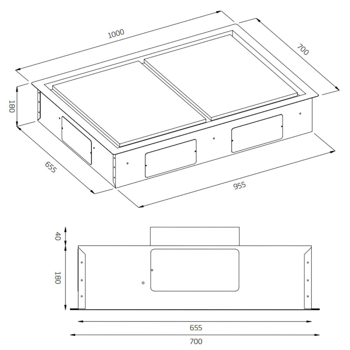 Schweigen 100cm Stainless Steel Ceiling Cassette Rangehood - ISO Drive SE Motor, 3200m³/h - SCC1000-SEPAK