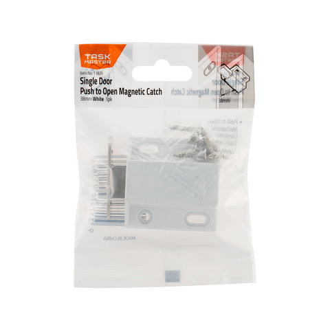 Taskmaster 38mm White Push To Open Magnetic Door Catch Plastic