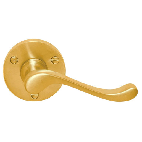 Delf Malvern Leverset on Round Rose - Polished Brass, Solid Brass, Passage