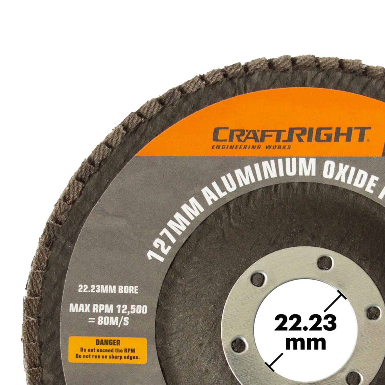 Craftright 127mm Aluminium Oxide Flap Discs - 3 Pack