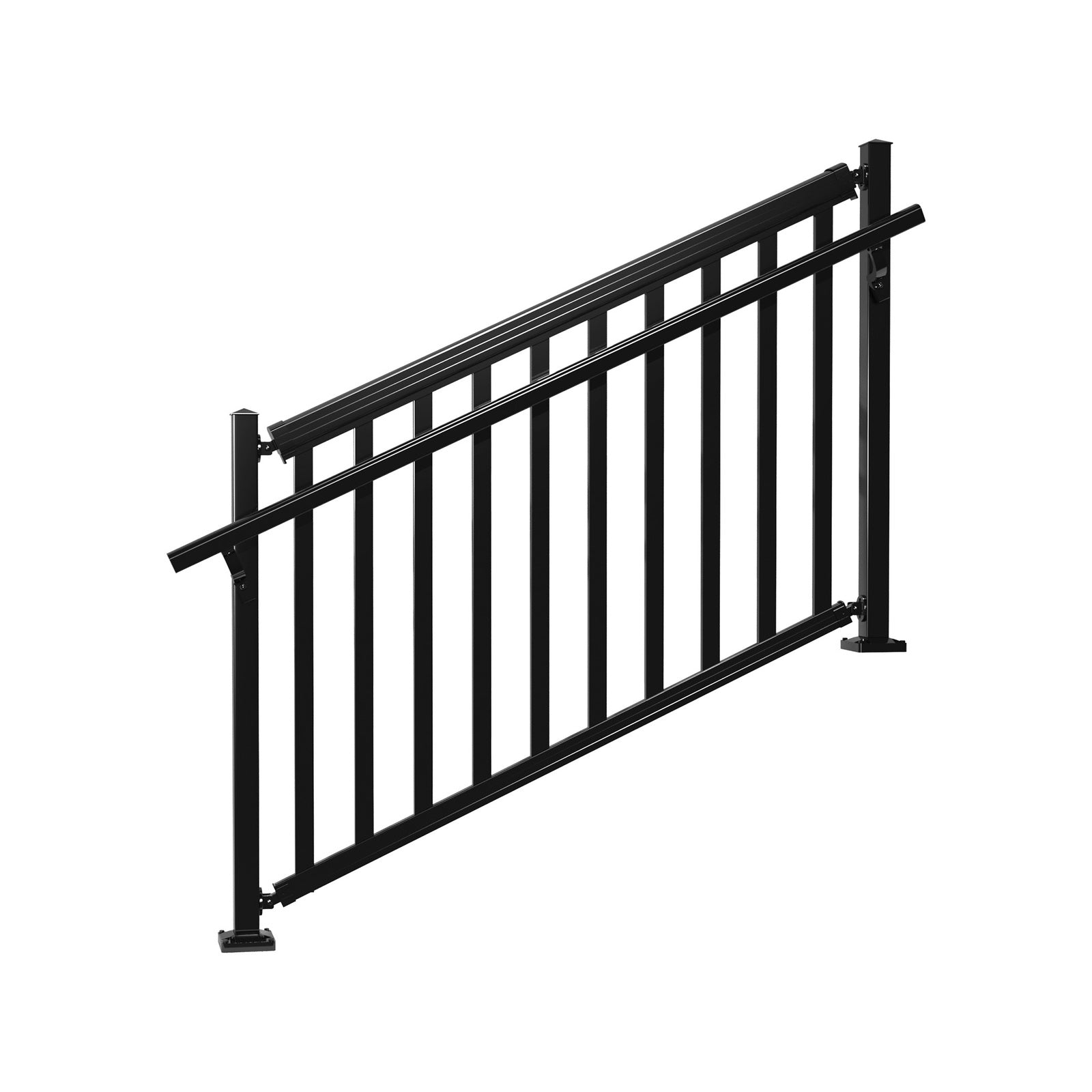 Peak Black Aluminium Deck Balustrade Modular Handrail Brackets and End Caps