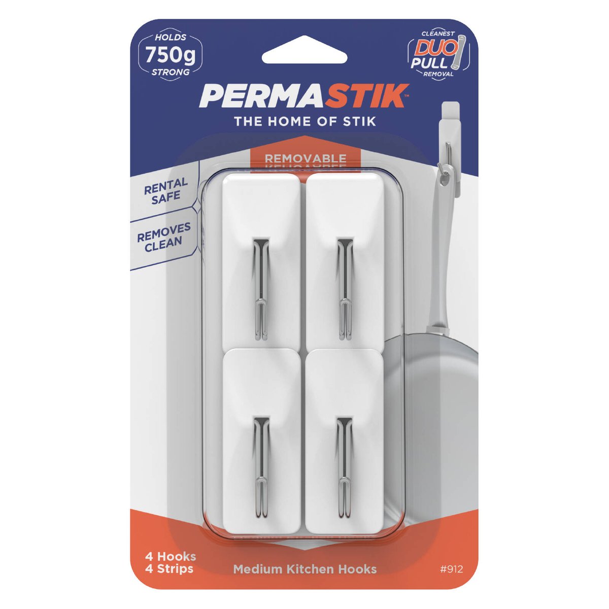 Permastik Medium White Kitchen Hooks 4 Pack Plastic