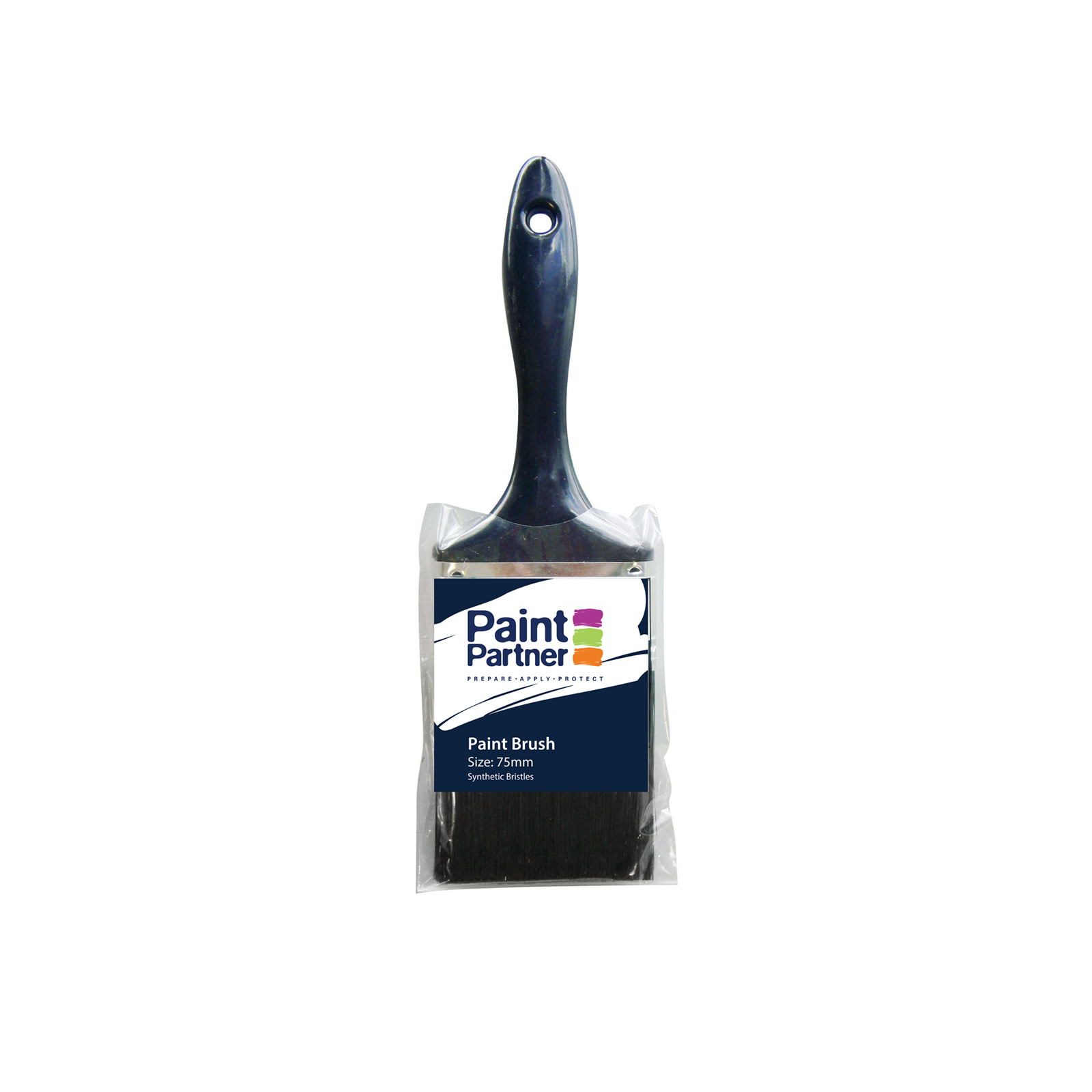 Paint Partner Synthetic Square Paint Brush 75mm - Tin Ferrule, Plastic Handle