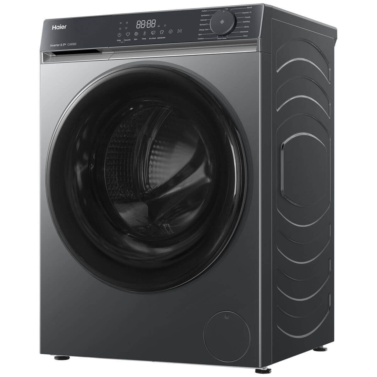 Haier 8.5kg Front Loader - Dark Grey, Express 15 Cycle, Steam Refresh, 5 Star Energy - HWF85KB1