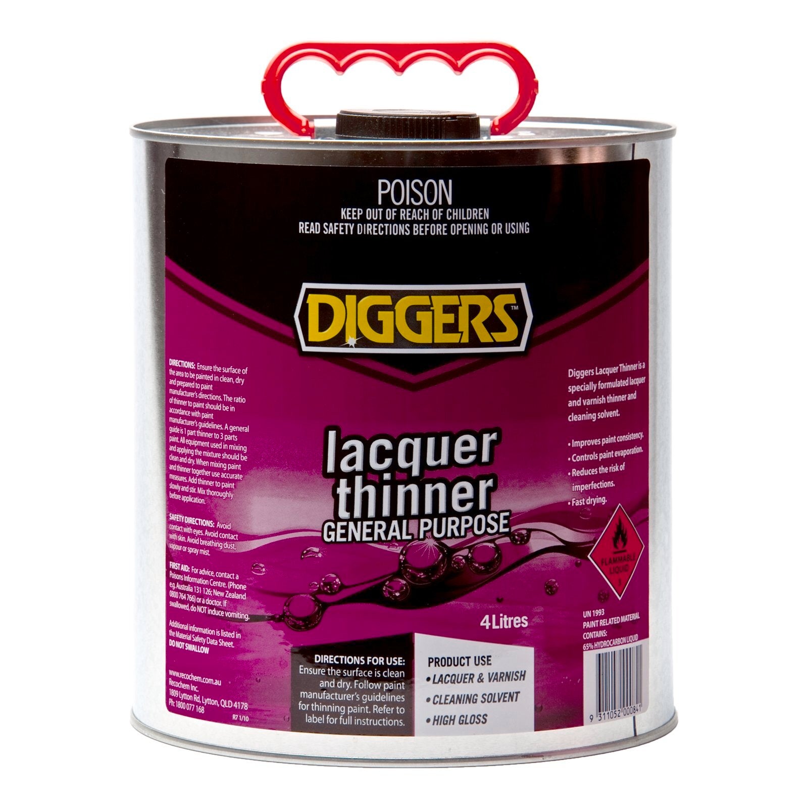 Diggers General Purpose Lacquer Thinner 4L Low VOC