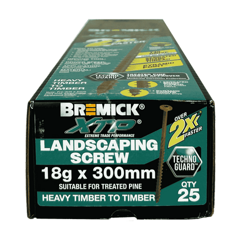 Bremick XTP 18g x 300mm T40 TechnoGuard Landscape Screws - 25 Pack