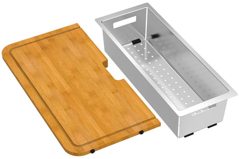 Abey Bamboo Cutting Board and Stainless Steel Colander Set for Lago Sinks - CBB380W