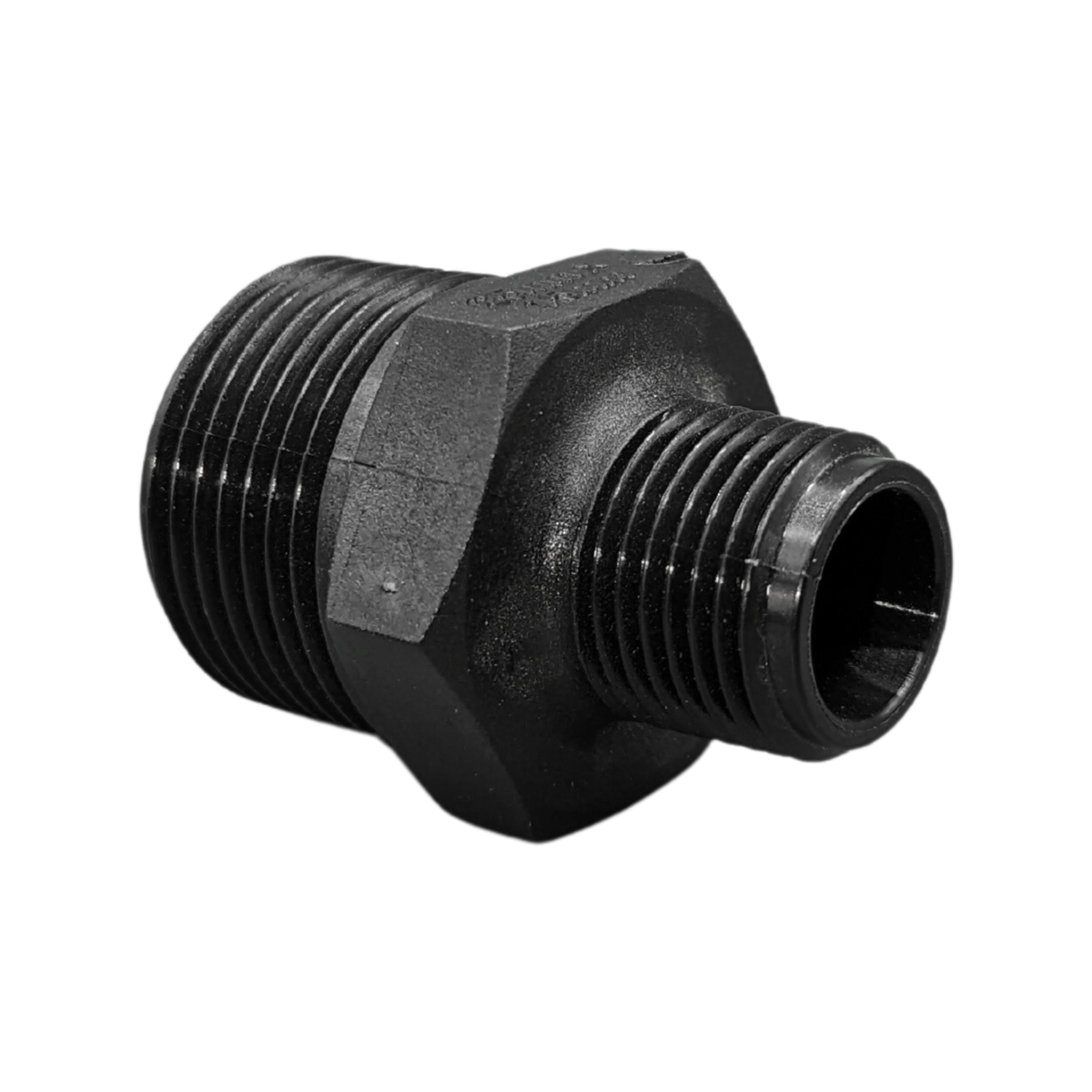 GD Watermark 3/4" x 1/2" Poly Irrigation Reducing Nipple - 1600kPa, Glass Nylon Reinforced, Black