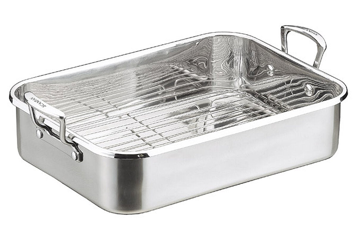Scanpan Impact stainless steel roaster with rack - mirror polish interior, not for induction - 22023