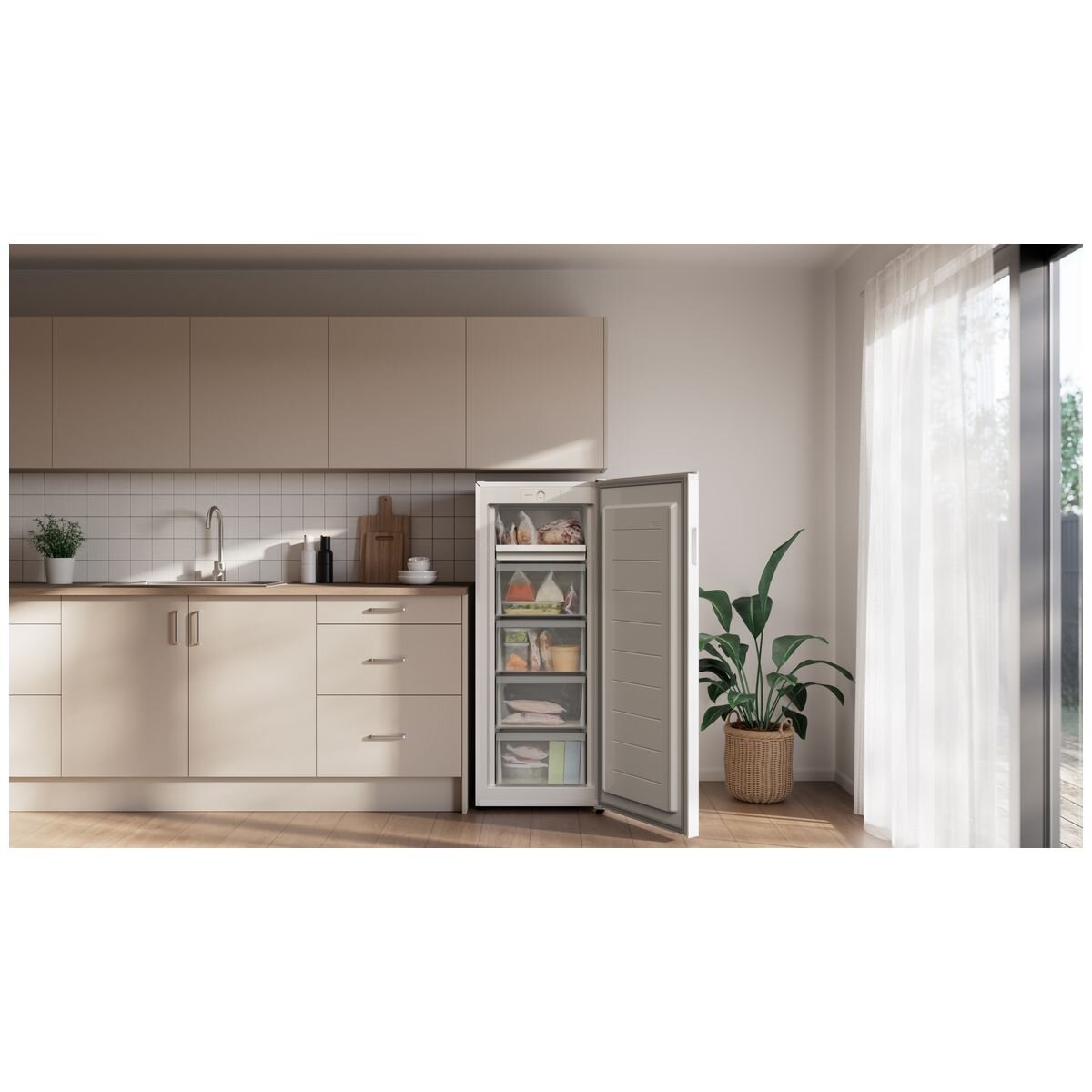 Haier 300 Series 169L Upright Freezer - White, Four Drawers, Manual Defrost, Reversible Door - HVF170VW