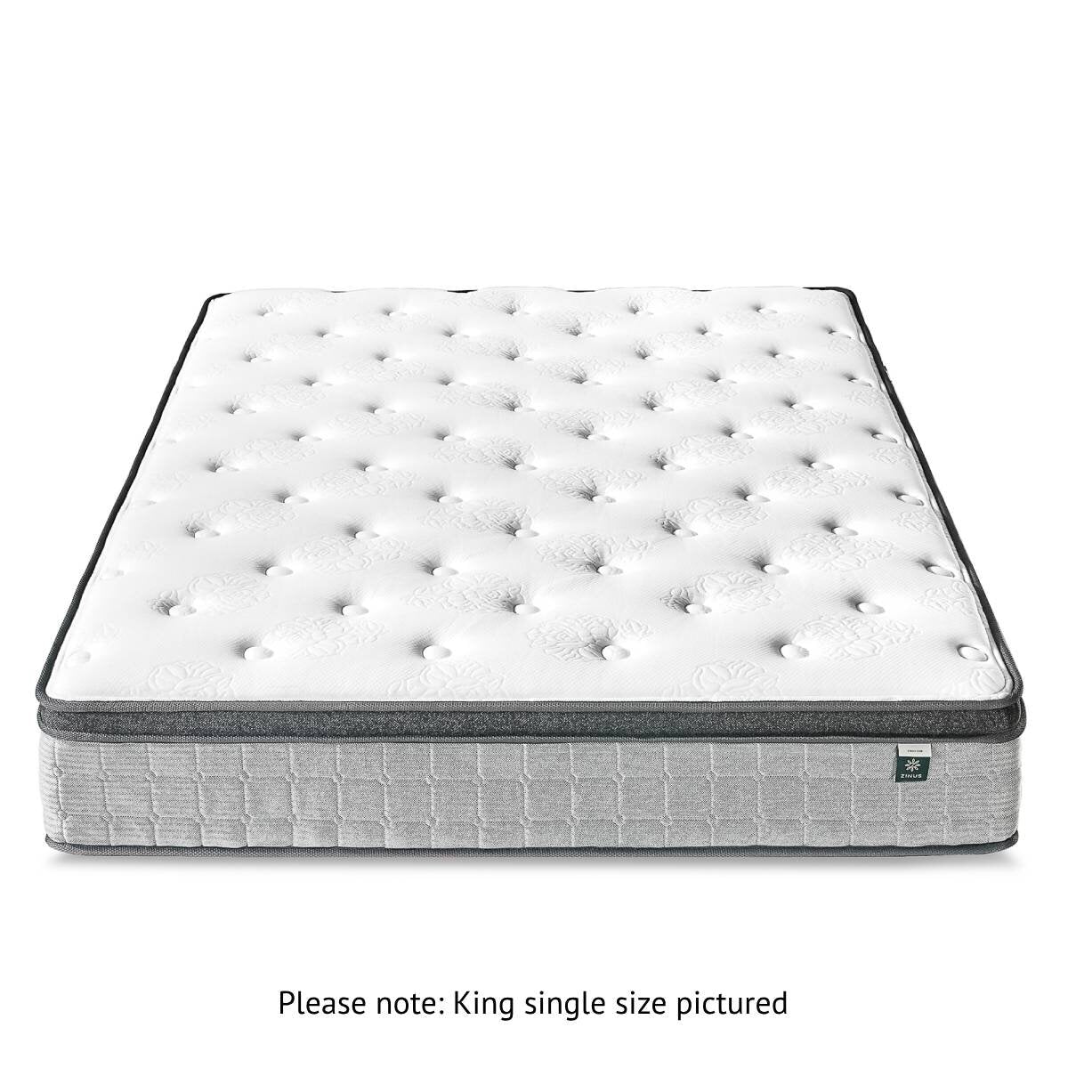 Zinus 30cm King Single Support Plus Pocket Spring Mattress - Plush Euro Top - AU-MSSPGR-12KS