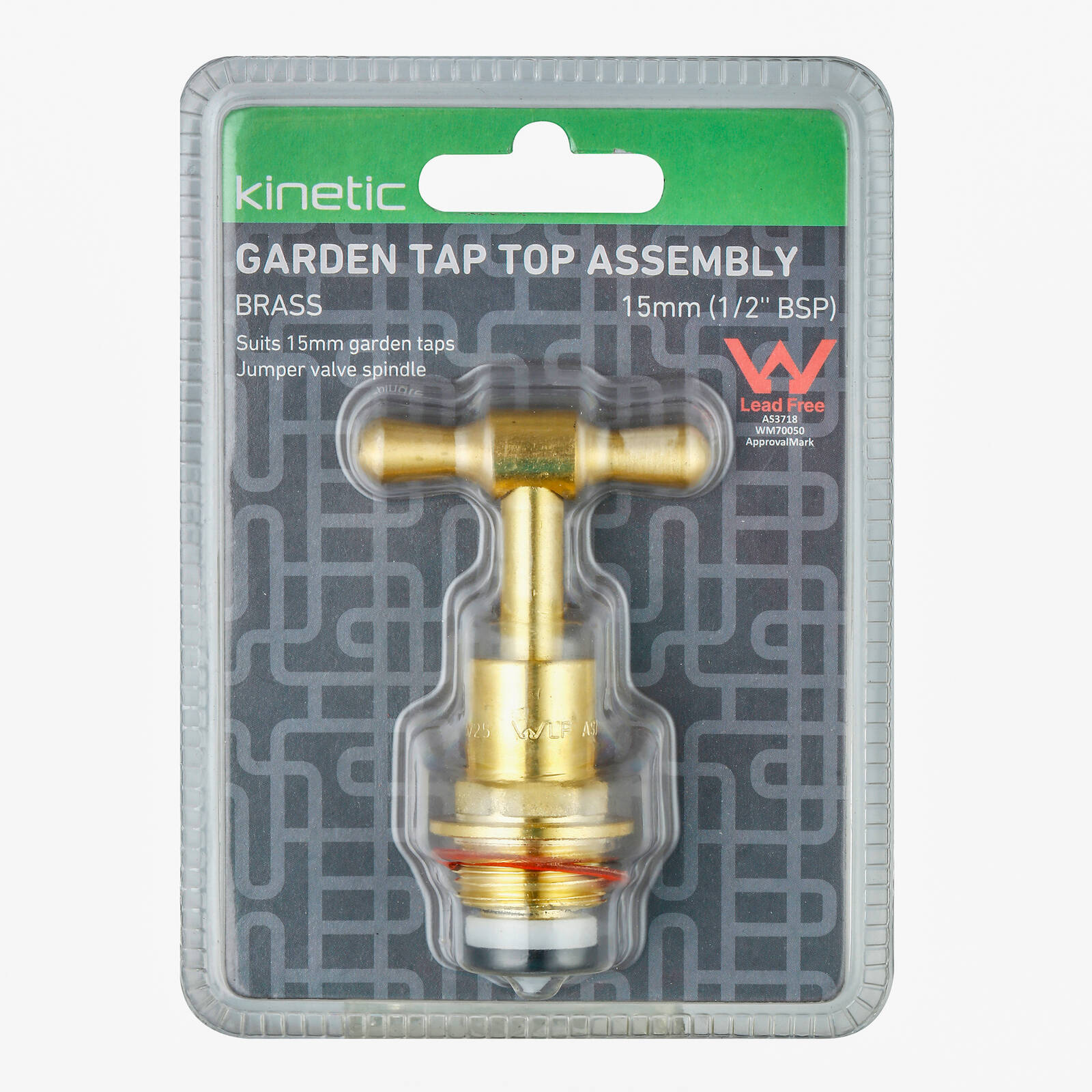 Kinetic 15mm Brass Garden Tap Top Assembly, Lead Free Brass Replacement Top