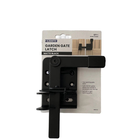 Zenith Garden Gate Latch Matte Black Metal Top Opening