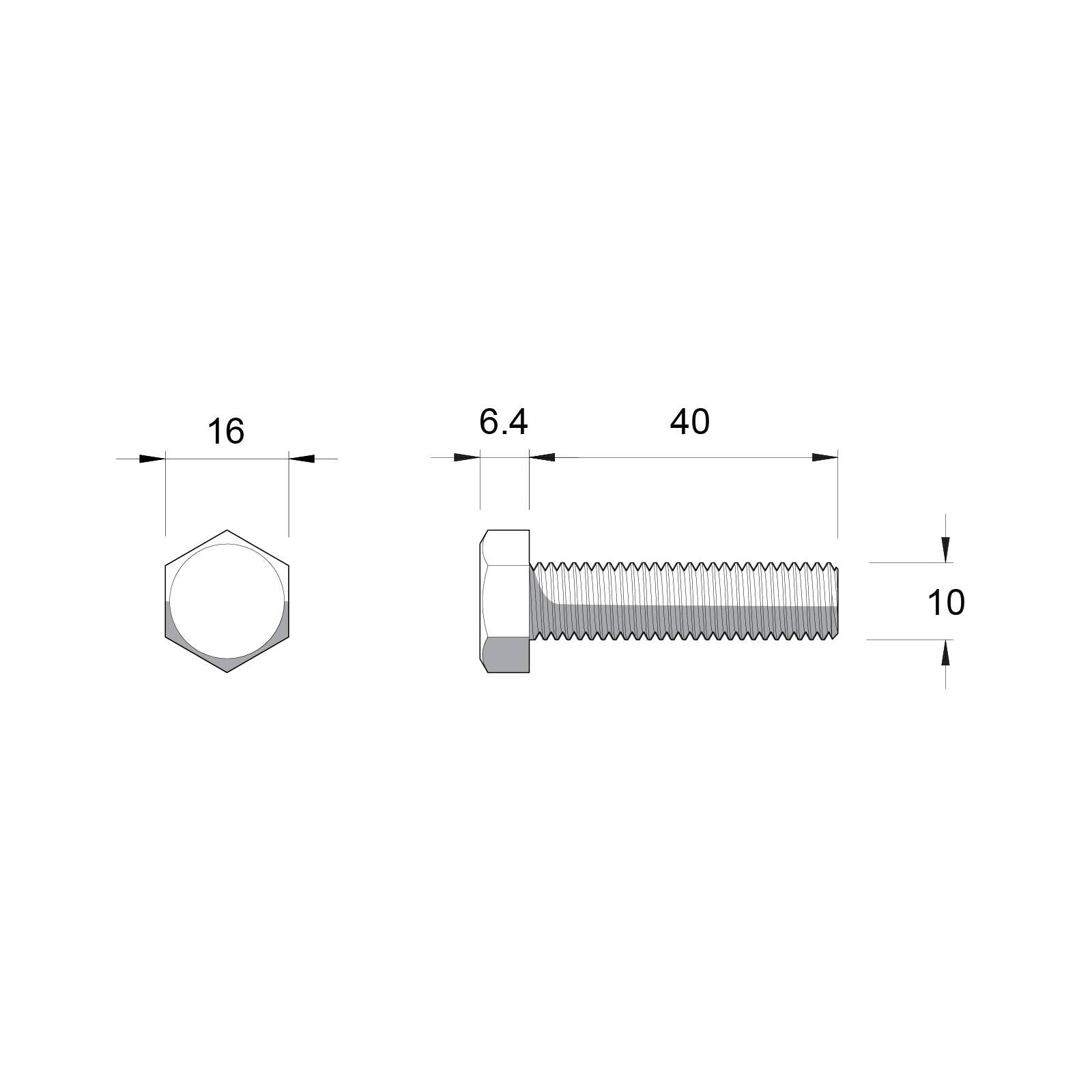 Zenith M10 x 40mm Zinc Plated Hex Head Bolts and Nuts - 25 Pack