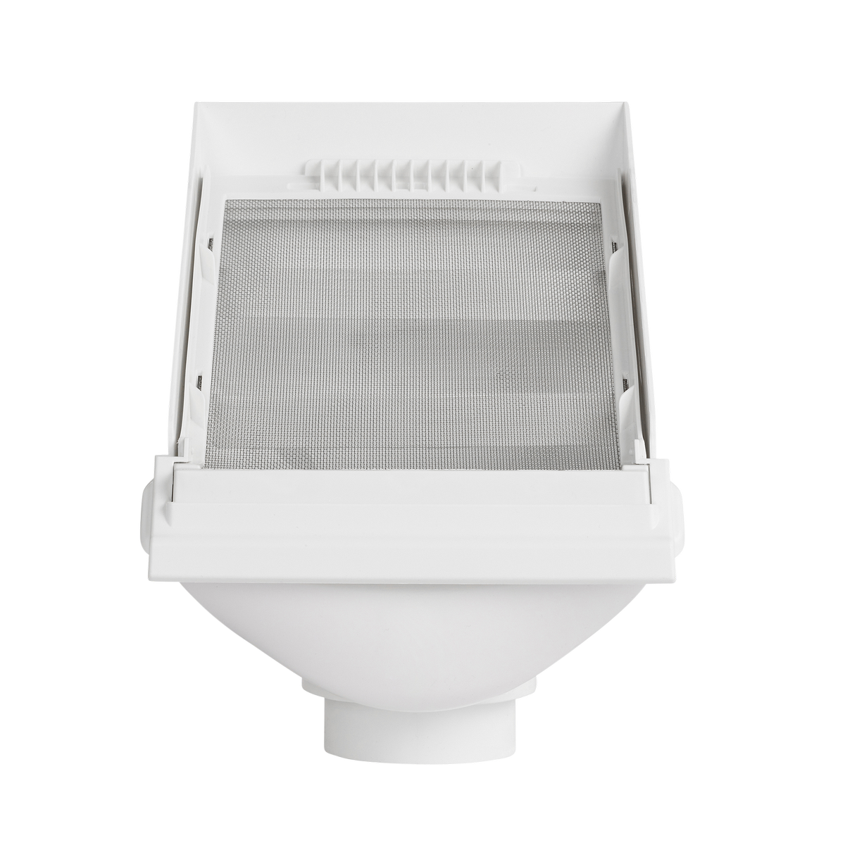 Rain Harvesting 90mm Leaf Beater Rain Head, White UPVC with Stainless Steel Mesh