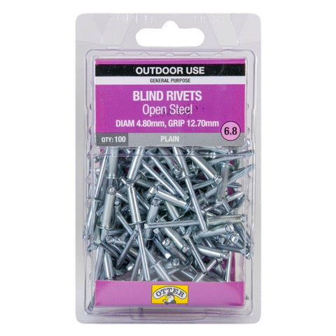 Otter 4.8 x 12.7mm Open Steel Blind Rivets 100 Pack