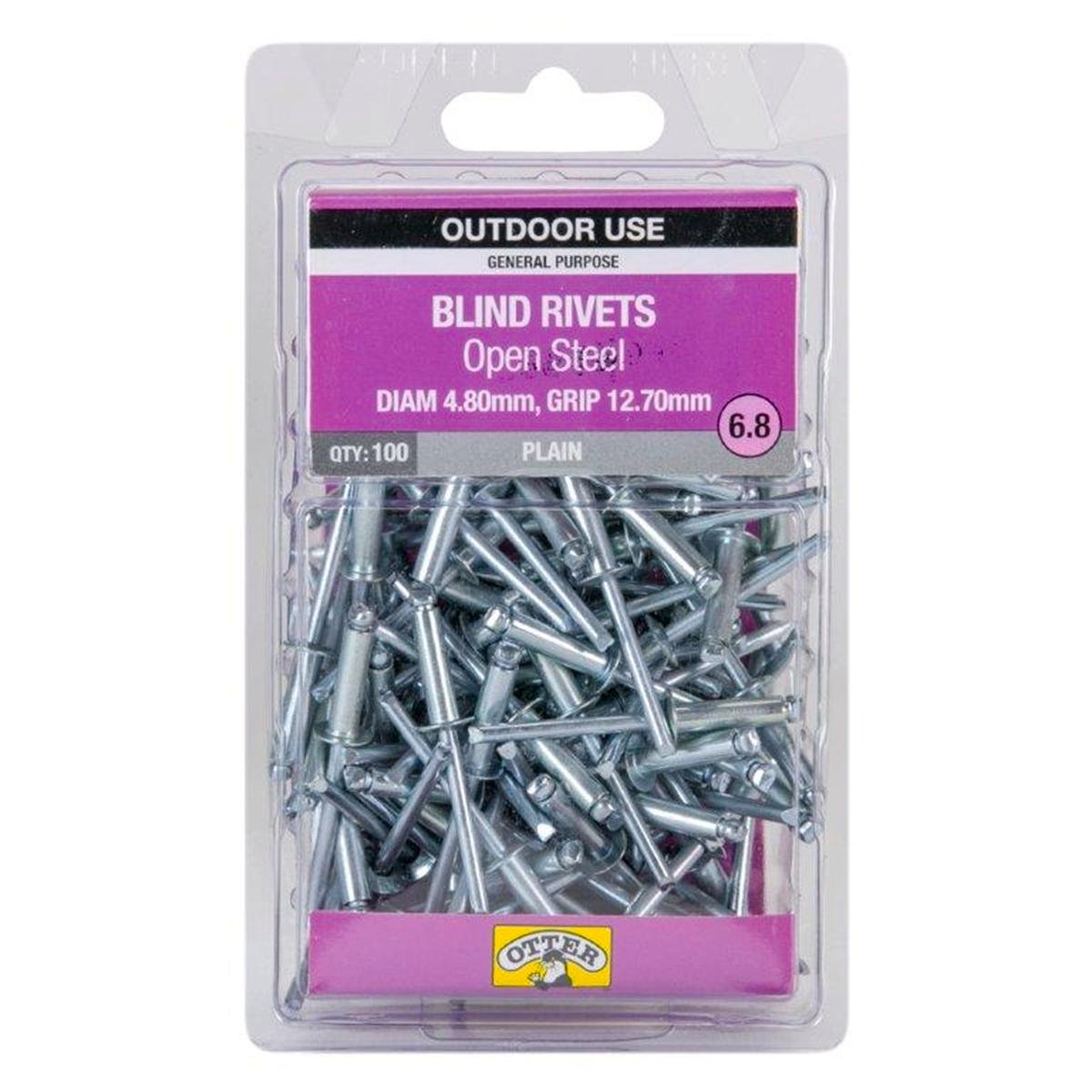 Otter 4.8 x 12.7mm Open Steel Blind Rivets 100 Pack