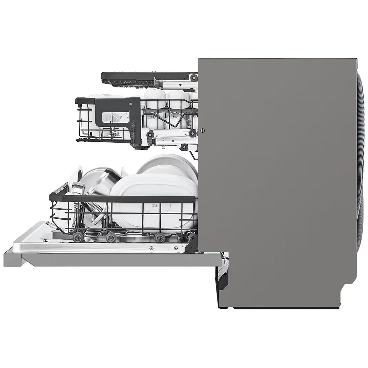LG 60cm Built Under Dishwasher - 15 Place Settings, Platinum Steel, QuadWash, TrueSteam - XD3A25UPS