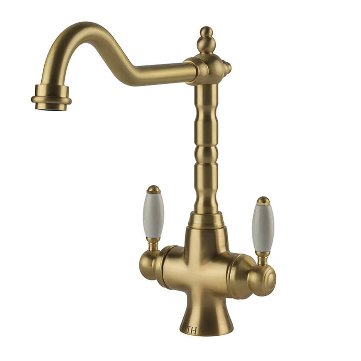 Turner Hastings Novi 85 Double Bowl Butler Sink Pack with Providence Double Mixer Tap - Brushed Brass - PKG016