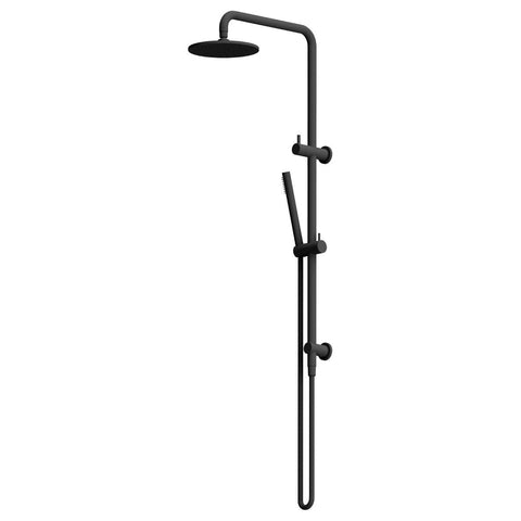 Rogerseller Tonic Baton Dual Rail Shower - Matte Black - Brass Baton Hand Piece, 2-Way Diverter - 3506003811