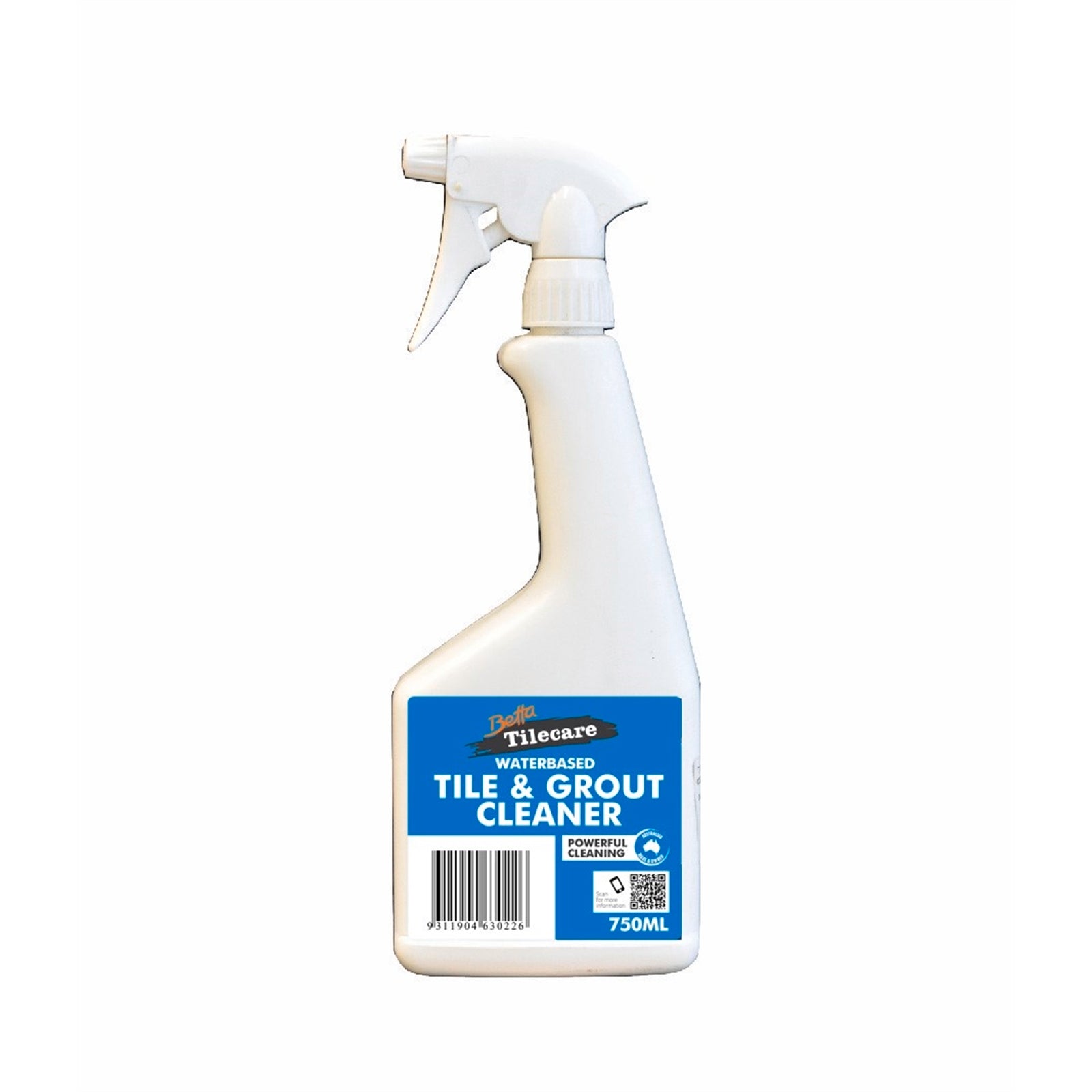 Betta Tilecare 750ml Tile & Grout Cleaner, Water-Based, No-Rinse, Trigger Pack