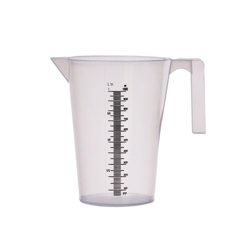 Garden Basics 1L Measuring Jug - Clear Plastic with Pouring Spout