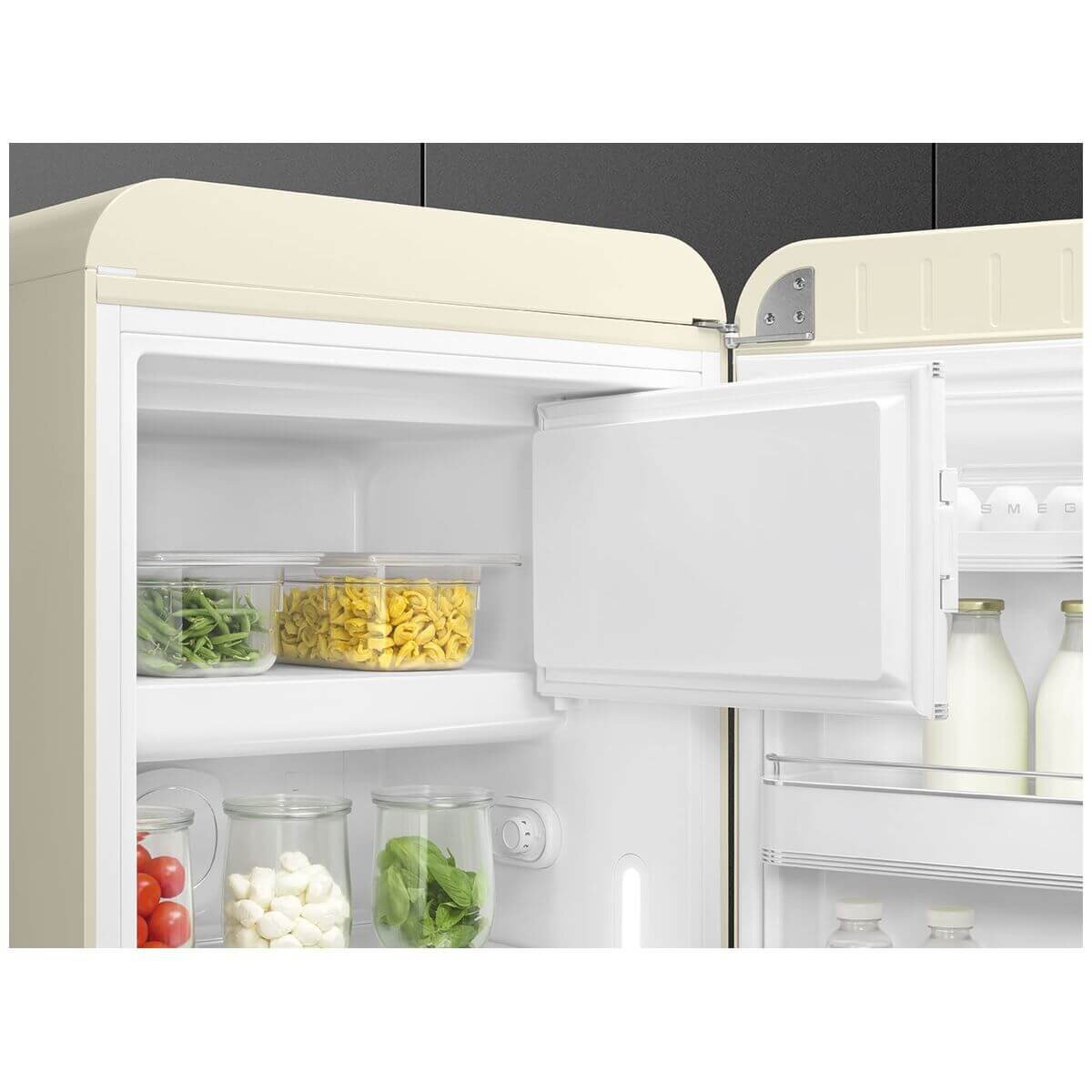 Smeg 50s Retro Style Fridge 270L - Panna Cream Finish, 6 Star Energy, Life Plus 0°C Drawer - FAB28RCR6AU