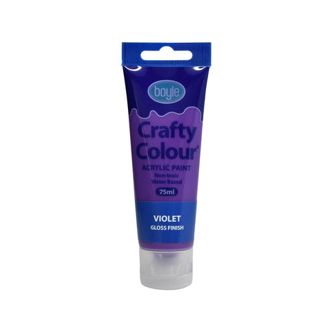 Boyle 75ml Violet Crafty Colour Acrylic Paint, Water Based, Gloss Finish
