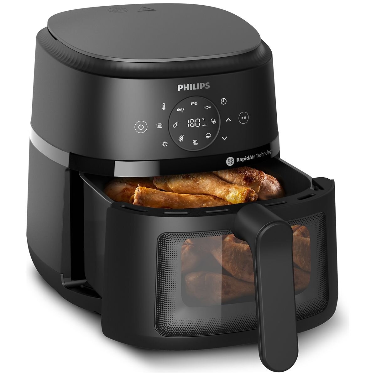 Philips 2000 Series 4.2L Airfryer L - RapidAir Technology, Cooking Window, Black - NA220-00