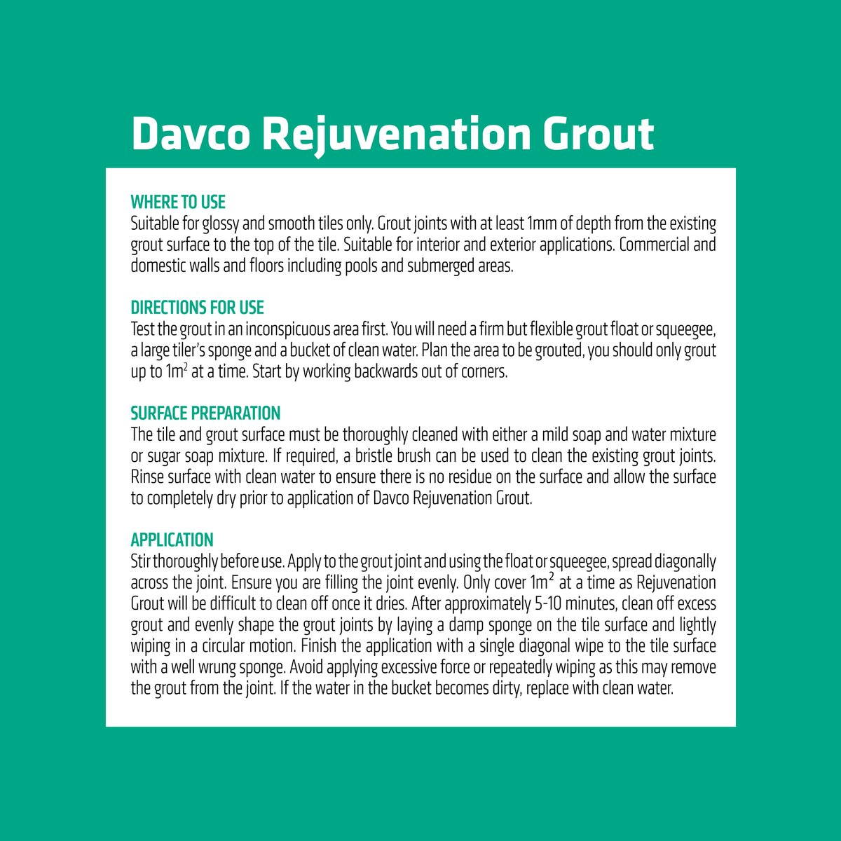 Davco Rejuvenation Grout 1.7kg Picket Fence Stain Resistant Easy Apply - SuperSaverAU - view 3