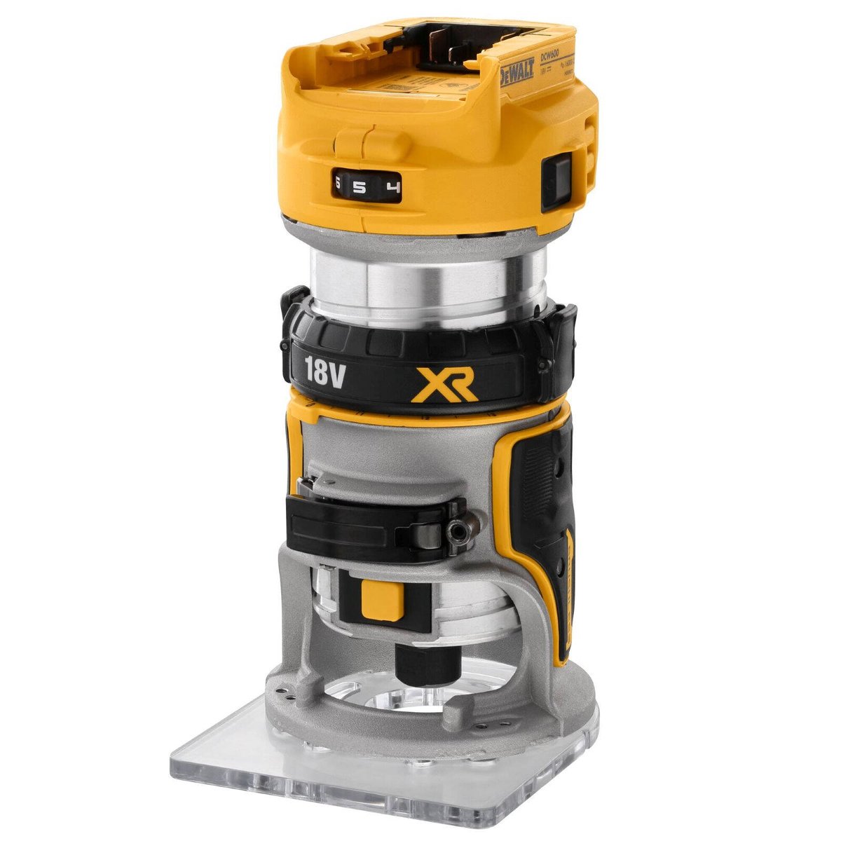 Dewalt 8mm 18V XR Li-Ion Brushless Router Skin Only - Yellow - DCW600N-XJ - SuperSaverAU - view 1