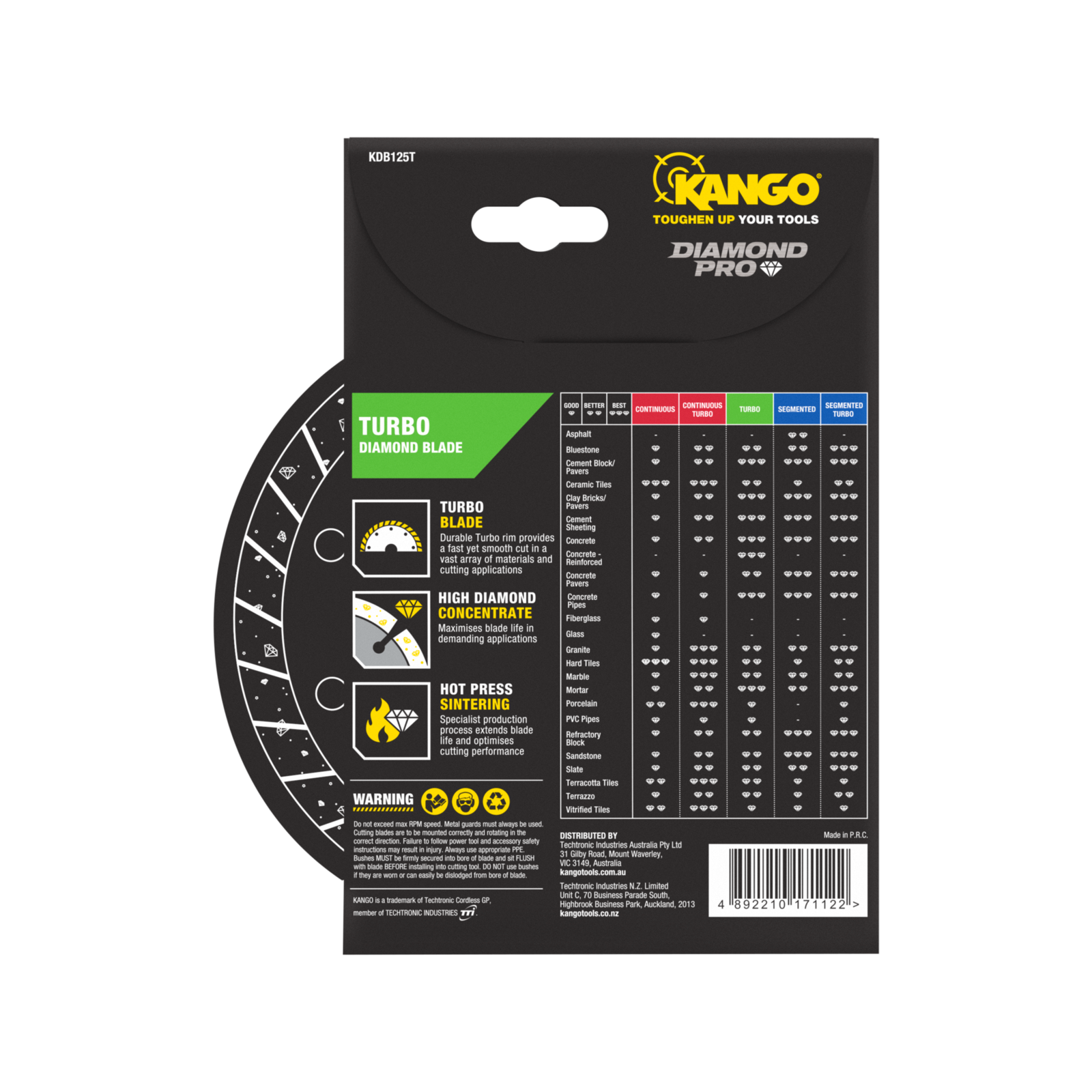 Kango 125mm Turbo Diamond Saw Blade Green KDB125T