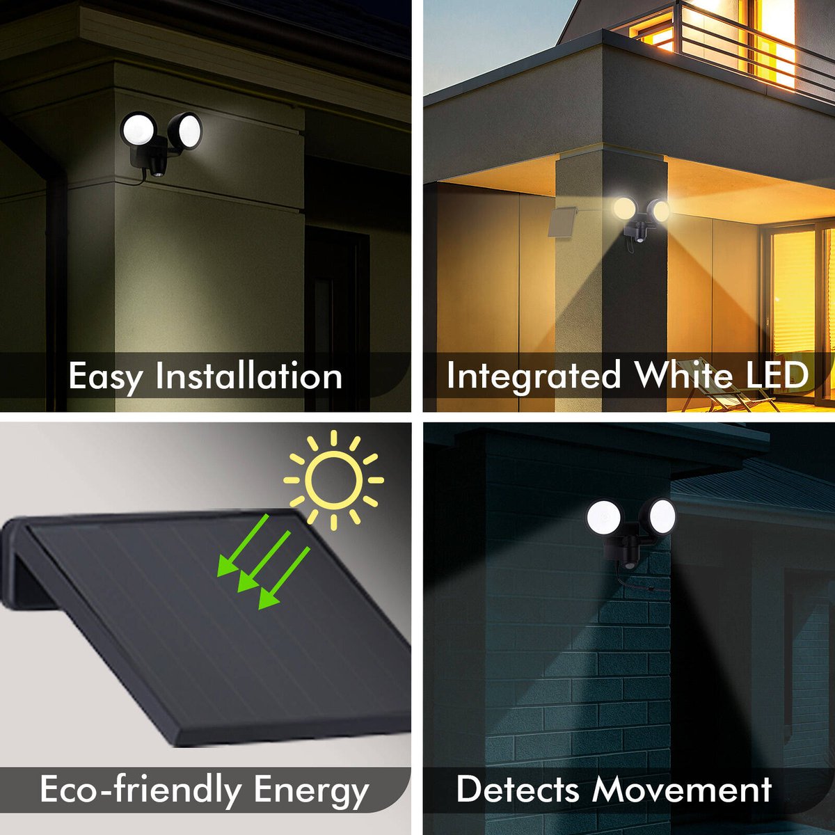 Arlec 330 Lumens LED Solar Security Sensor Light, Black Wall Mount LVS535