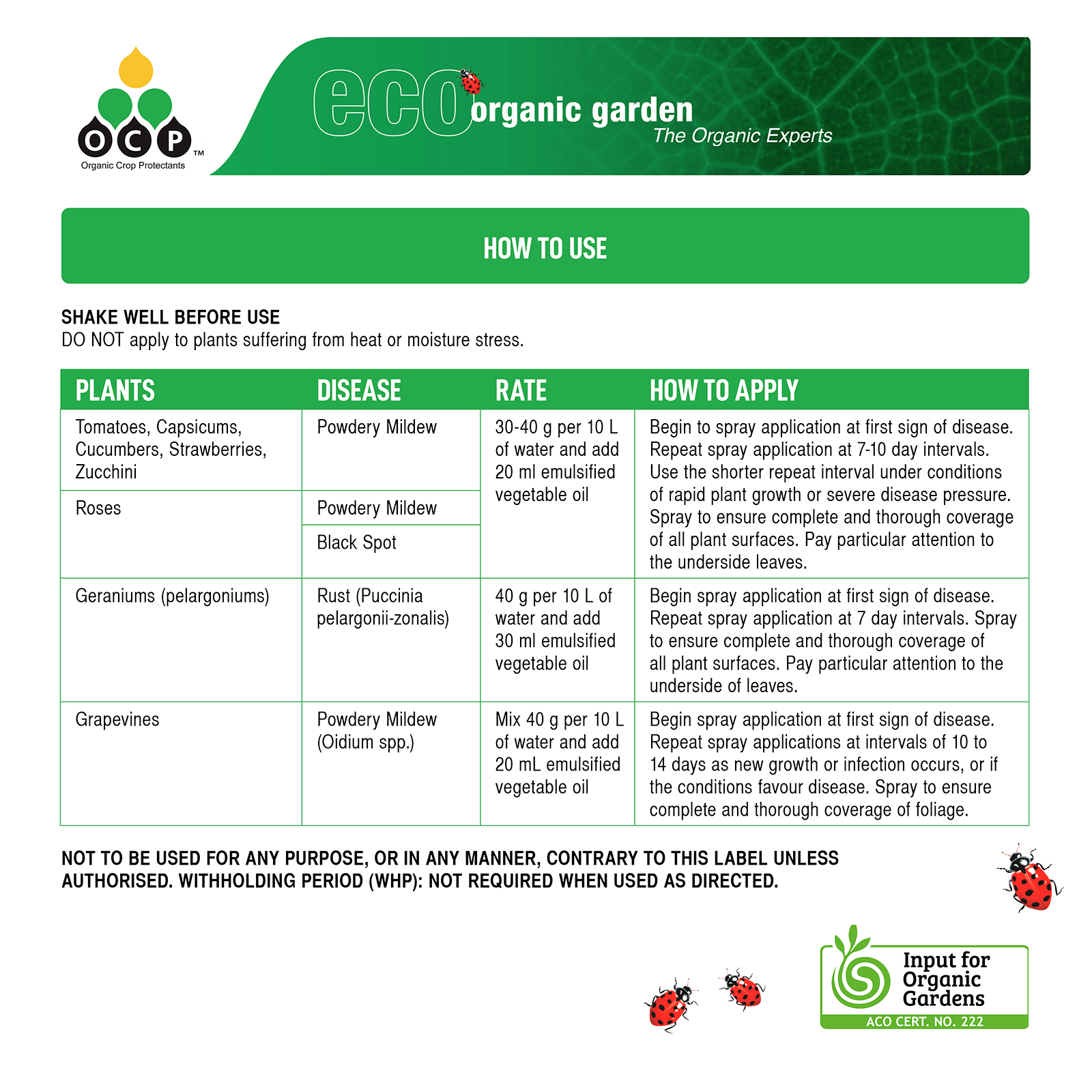 OCP 500g Eco-Fungicide Concentrate, Organic Powder for Mildew, Rust & Black Spot